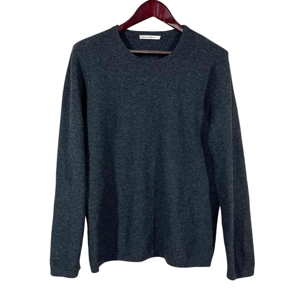 Marine Layer Re-Spun Merino Wool Blend Sweater Mens L Gray Lightweight Pullover